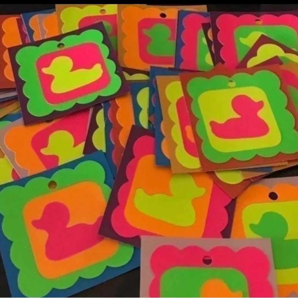 Neon Duck Gift Tags Kids Party Birthday Gift Cards 12 Pcs